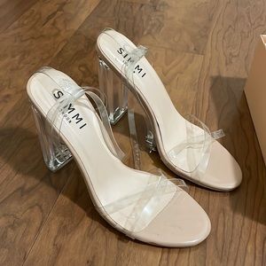 Clear strappy heels